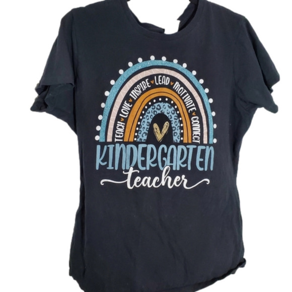 KINDERGARTEN Teacher Boho Rainbow Tee - Picture 1 of 5